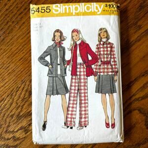 Vintage 1970s Simplicity 5455 Sewing Pattern Sz Sm Womens Workwear Set COMPLETE